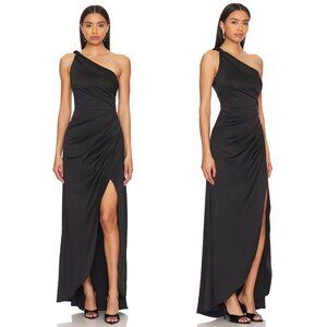 ELLIATT Biarritz Gown in Black Satin Formal Maxi Dress Medium M